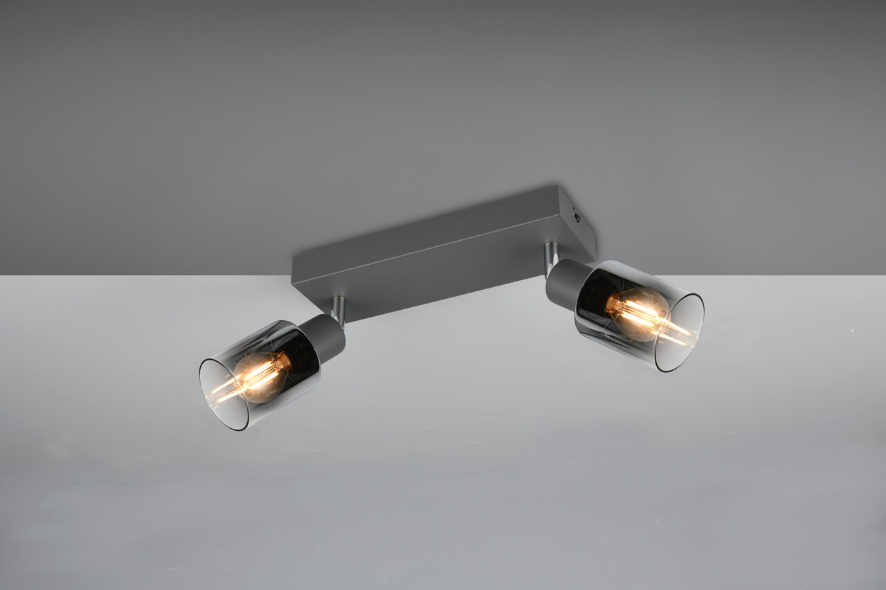Plafoniera Cadiz, RL, 27.5x8.5x17 cm, 10W, 2x E14, metal, antracit - imagine 5